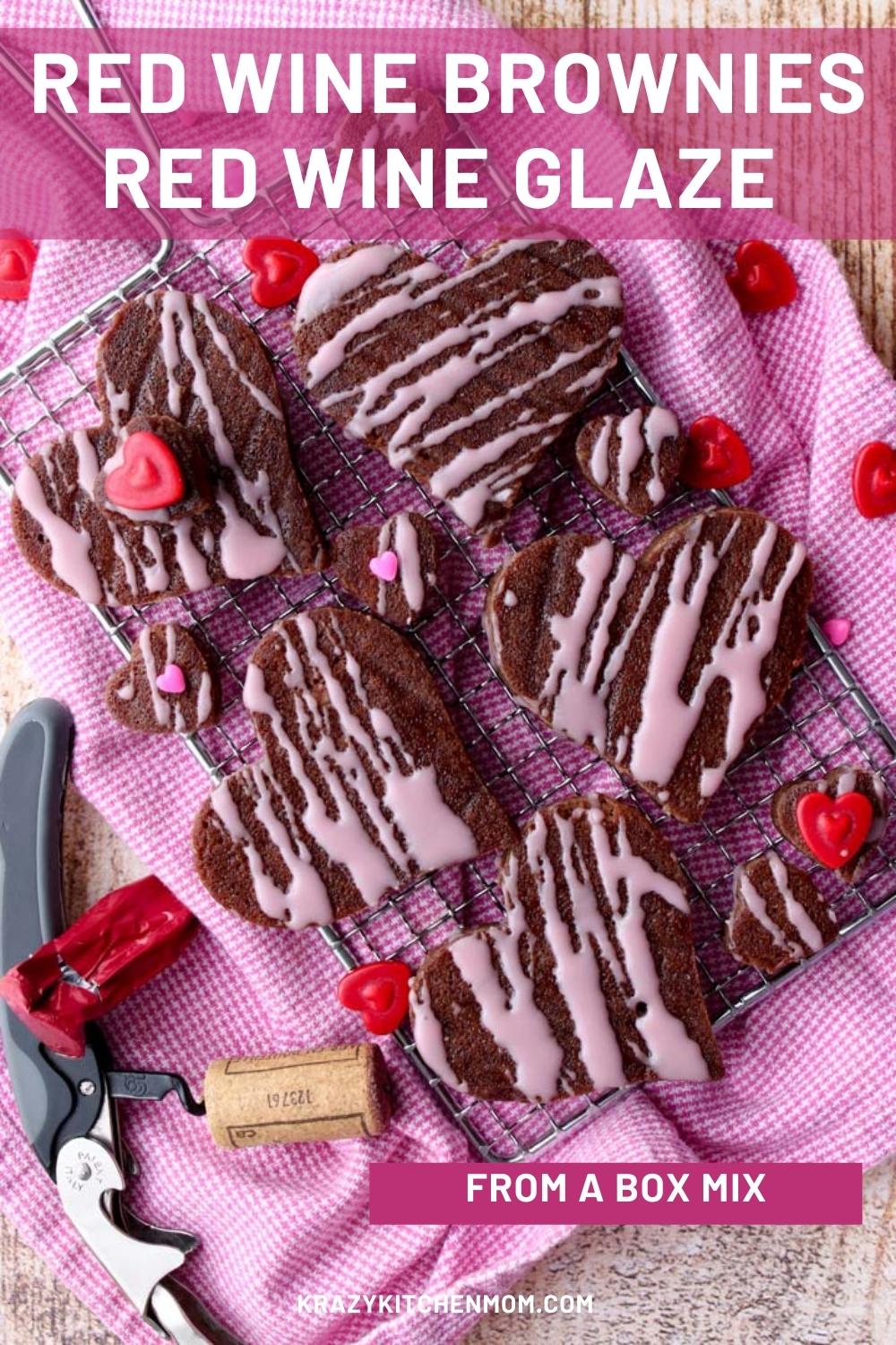 Decadent chocolate brownies made with red wine. The wine brings out the richness of the chocolate without making them too sweet. via @krazykitchenmom