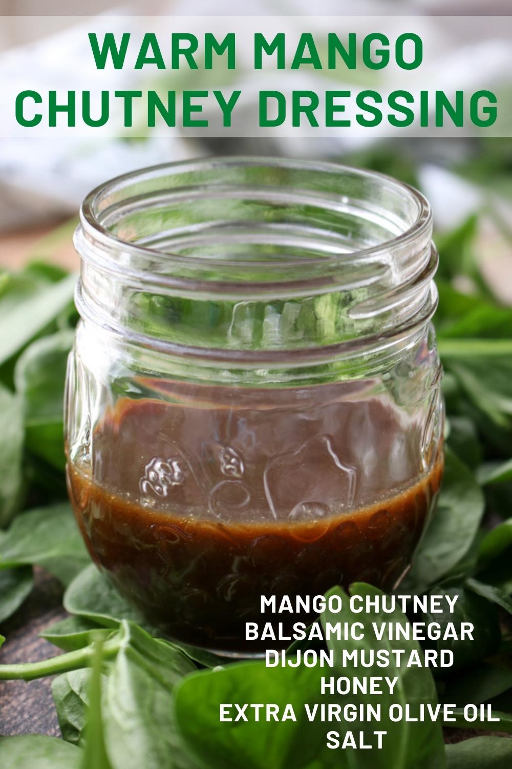 Tangy sweet bold homemade salad dressing made with warm mango chutney is our new favorite way to dress a spinach salad. via @krazykitchenmom