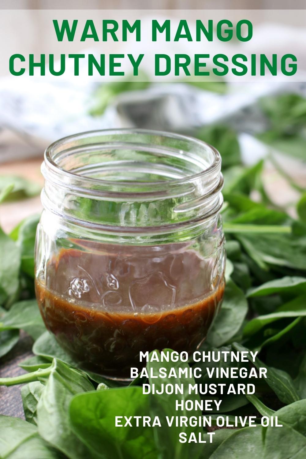 Tangy sweet bold homemade salad dressing made with warm mango chutney is our new favorite way to dress a spinach salad. via @krazykitchenmom