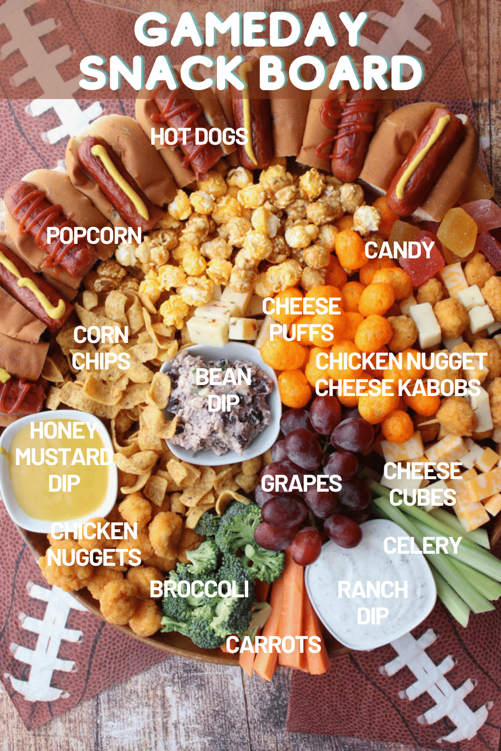 Game Day Snack Board is a charcuterie board gone casual. It's filled with family-fun snacking finger foods that everyone loves. via @krazykitchenmom