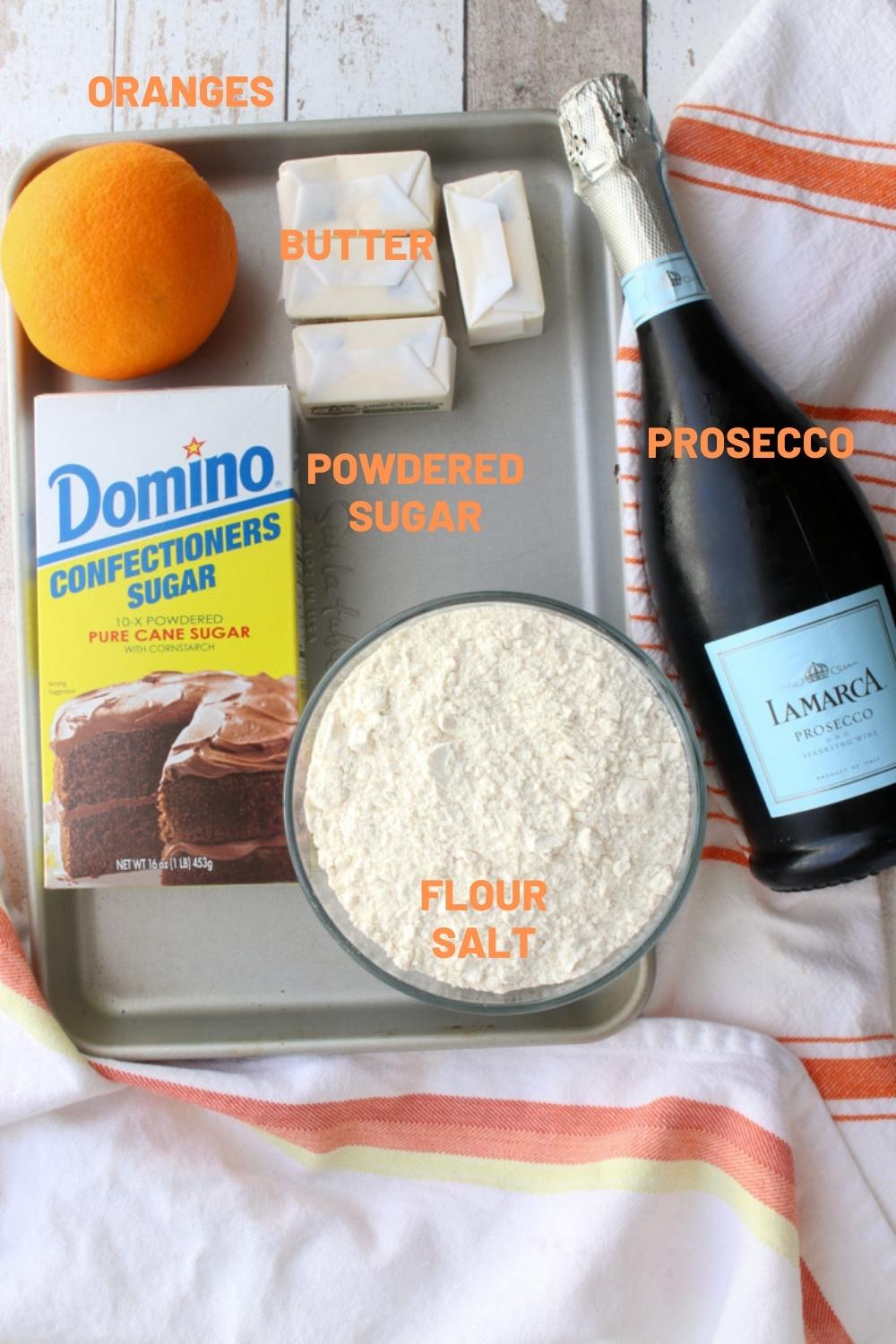 Ingredients to make mimosa butter cookies