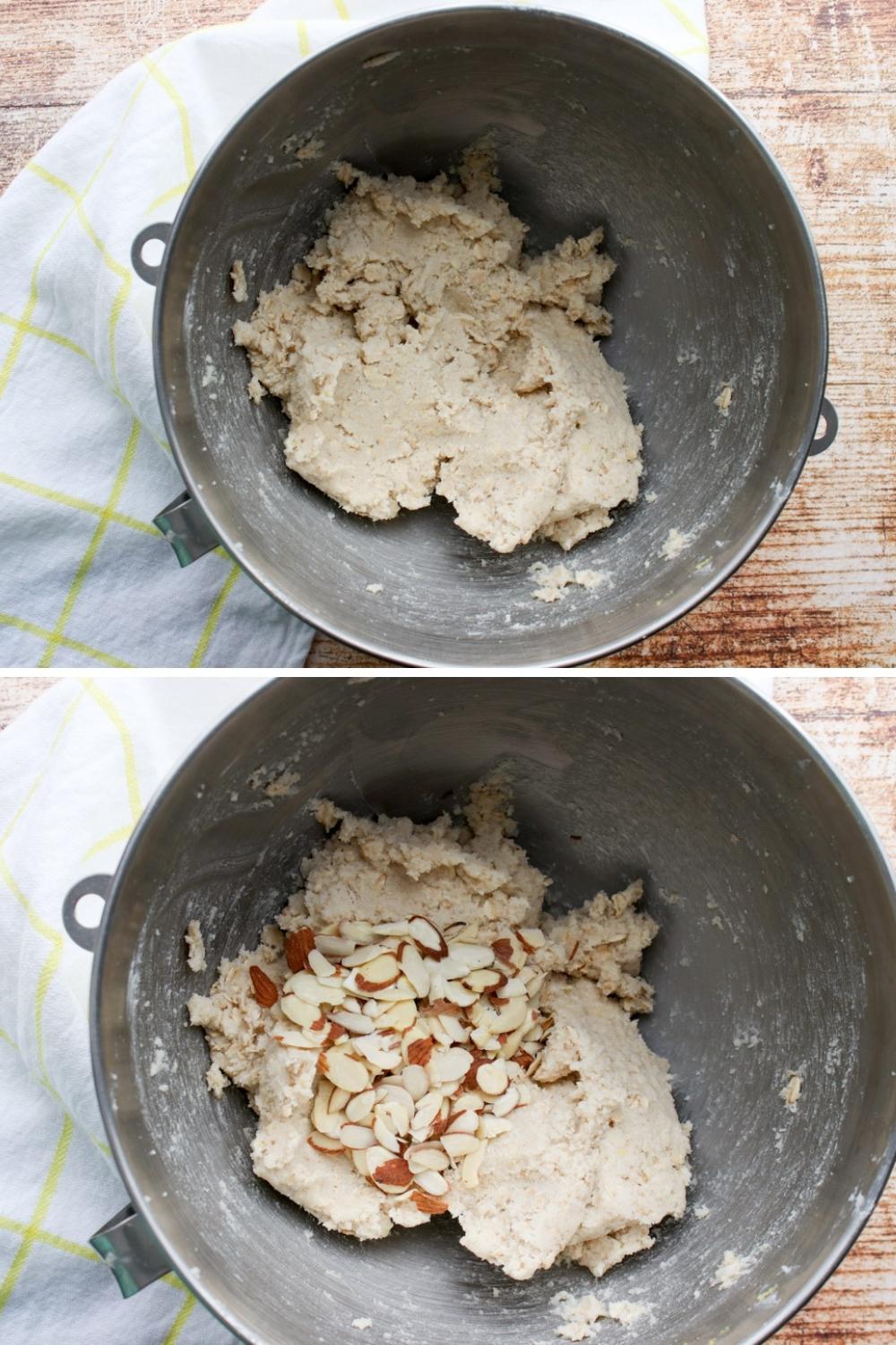 two photos showing how to make oatmeal lace cookies