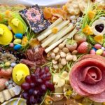 easter charcuterie board overhead shot