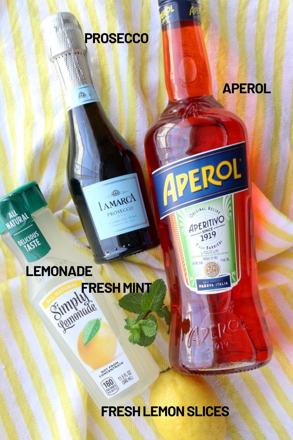 ingredients to make lemonade aperol spritz