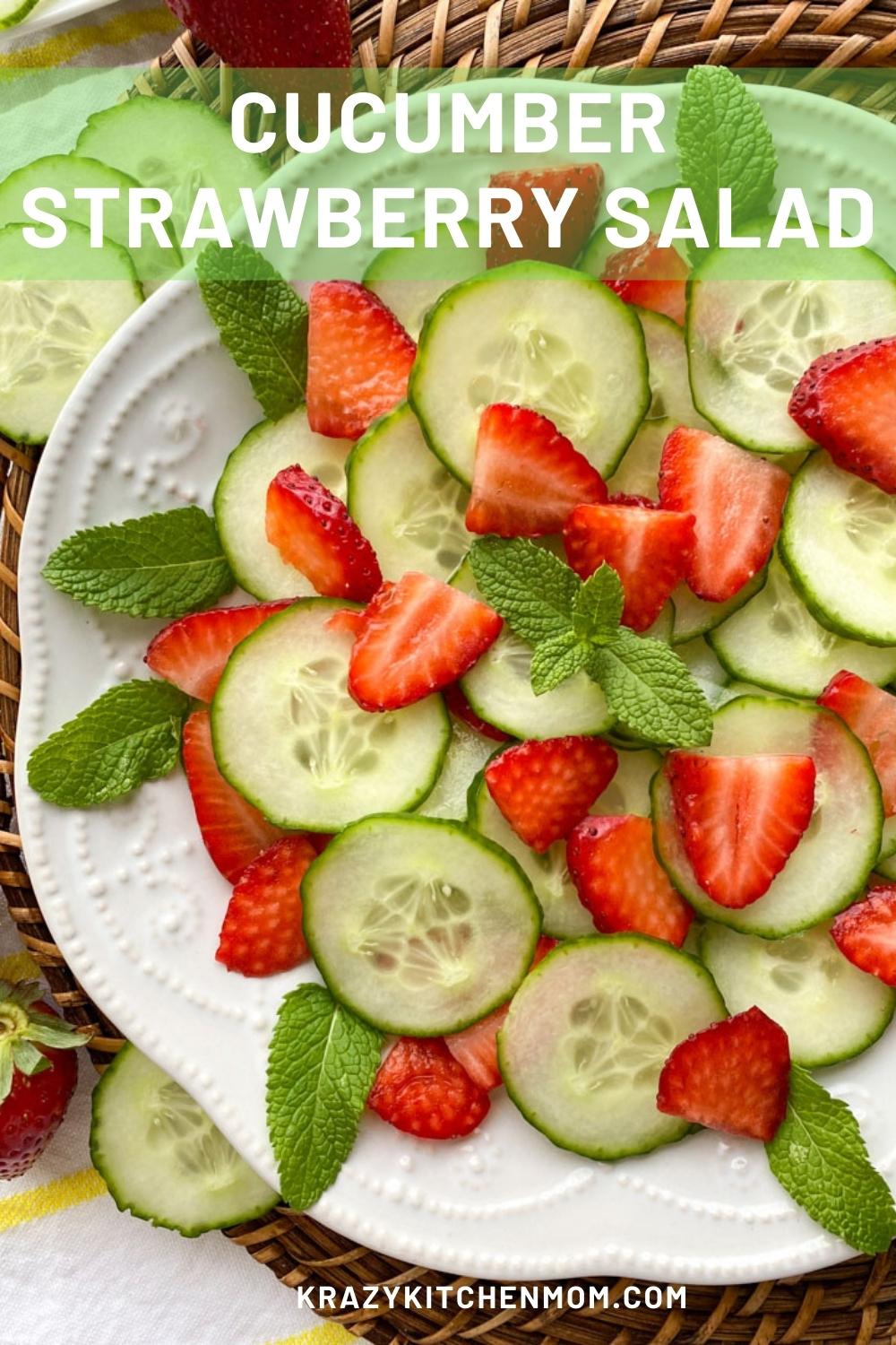 Strawberry Cucumber Salad is a refreshing and bring spring and summer salad drizzled with a light balsamic honey dressing via @krazykitchenmom