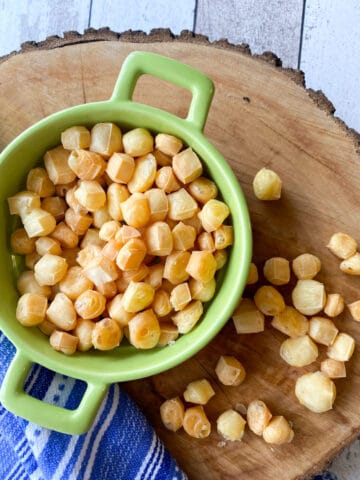 Gouda Cheese puffs in a bowl