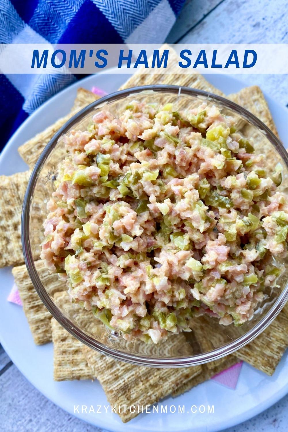 My Mom used to make a version of this ham salad but with bologna. I use ham in my recipe and it's perfect for leftover ham.  via @krazykitchenmom