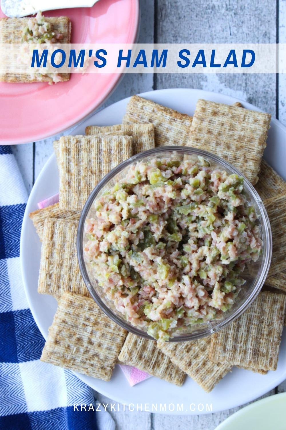 My Mom used to make a version of this ham salad but with bologna. I use ham in my recipe and it's perfect for leftover ham.  via @krazykitchenmom