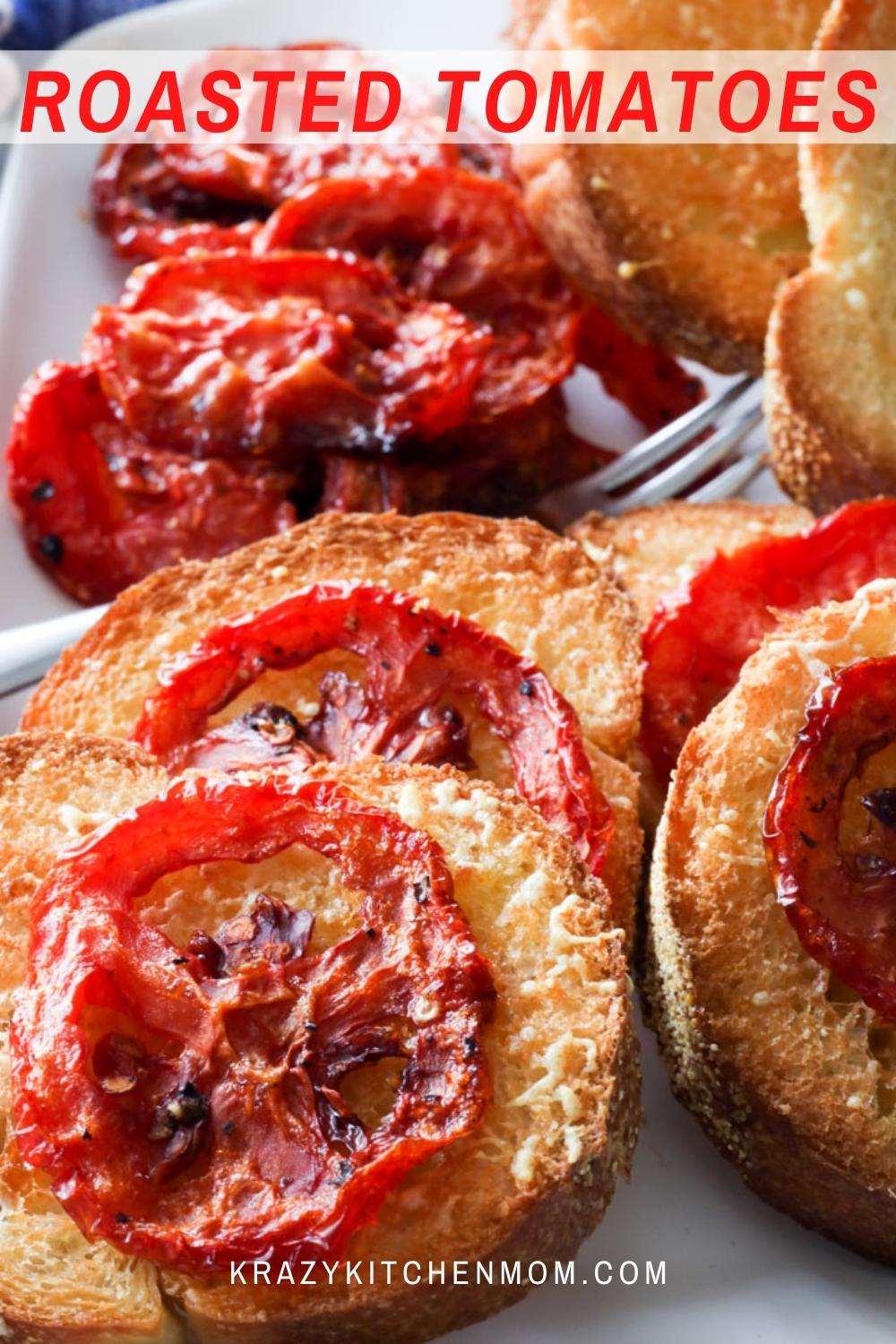 Nothing tastes or smells better than the bright robust flavors of slow-roasted tomatoes. A tart, sweet, tender punch of tomato flavor. via @krazykitchenmom