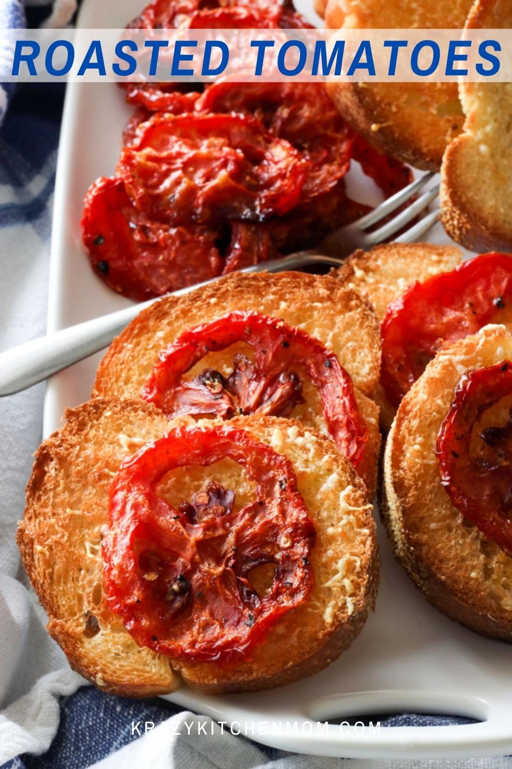 Nothing tastes or smells better than the bright robust flavors of slow-roasted tomatoes. A tart, sweet, tender punch of tomato flavor. via @krazykitchenmom