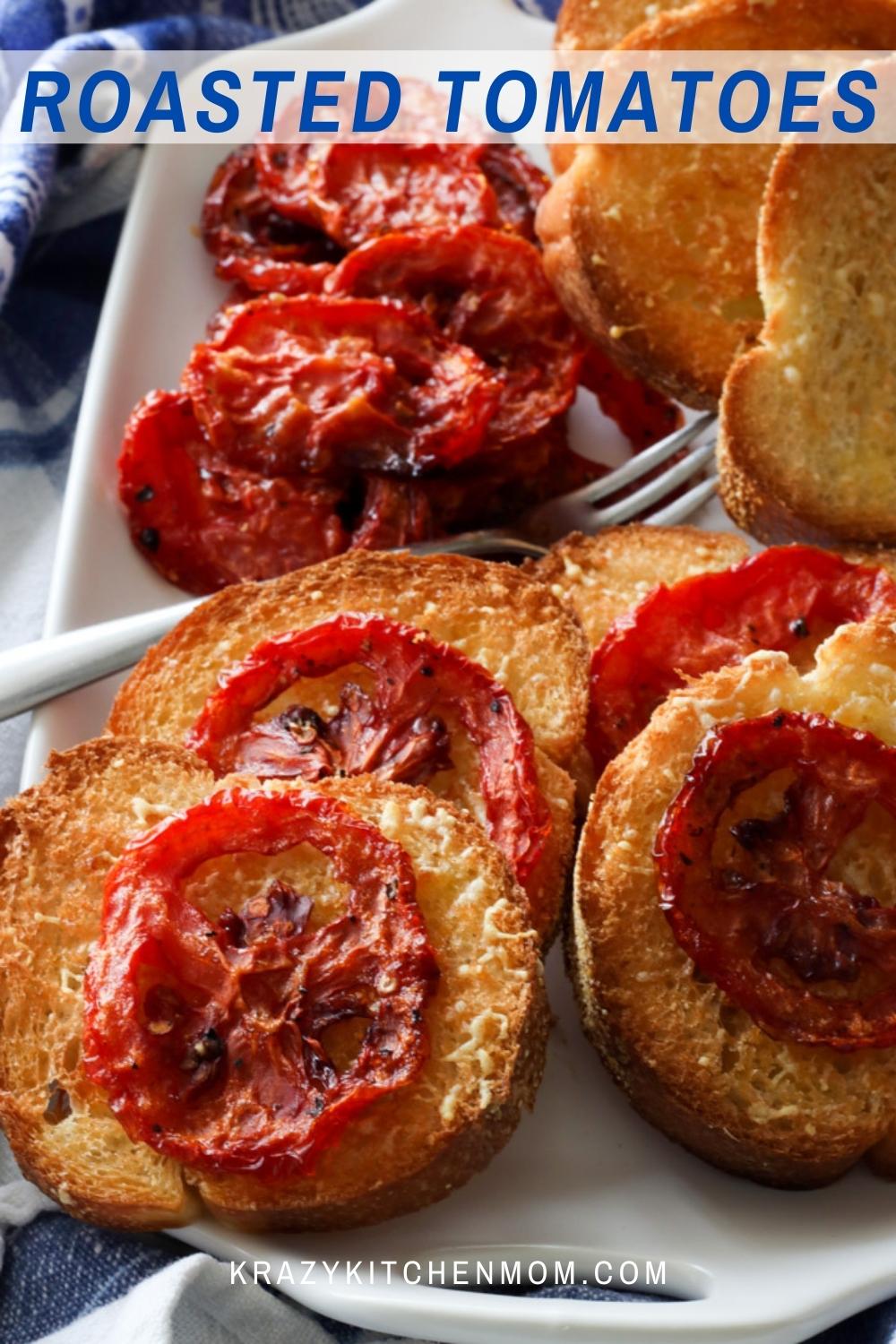 Nothing tastes or smells better than the bright robust flavors of slow-roasted tomatoes. A tart, sweet, tender punch of tomato flavor. via @krazykitchenmom