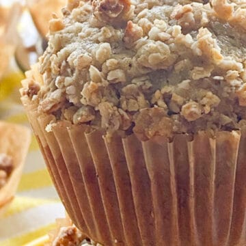 close up shot of banana bread muffin