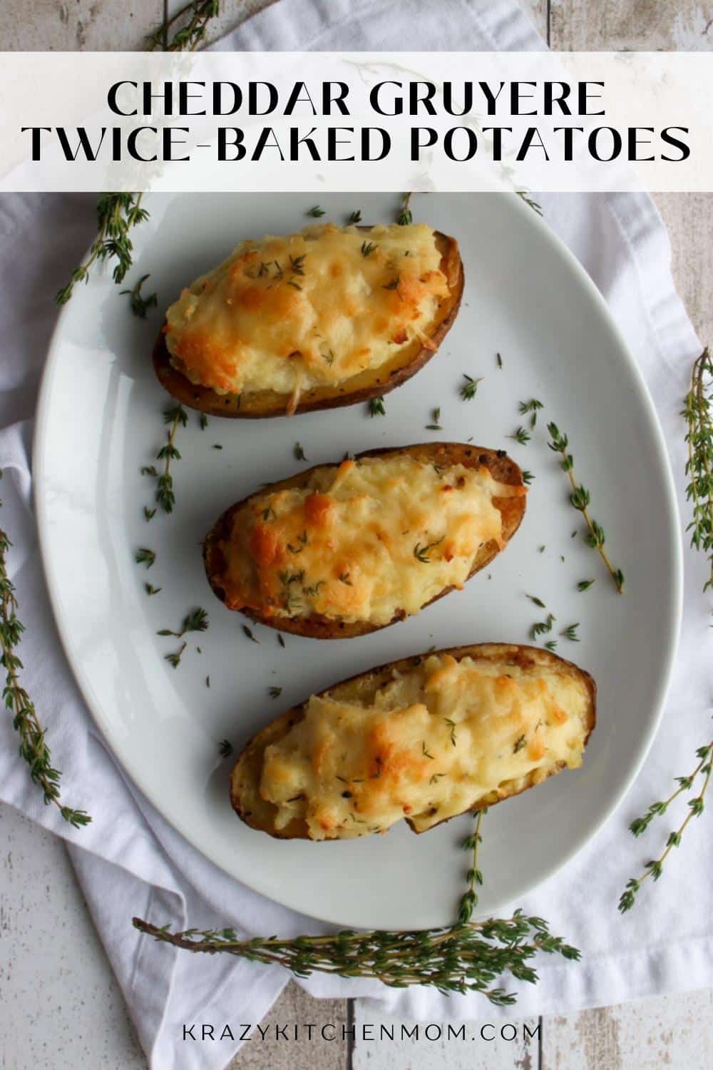 These potatoes are always a family favorite! Easy baked potatoes filled with creamy cheesy mashed potatoes and topped with more cheese. via @krazykitchenmom