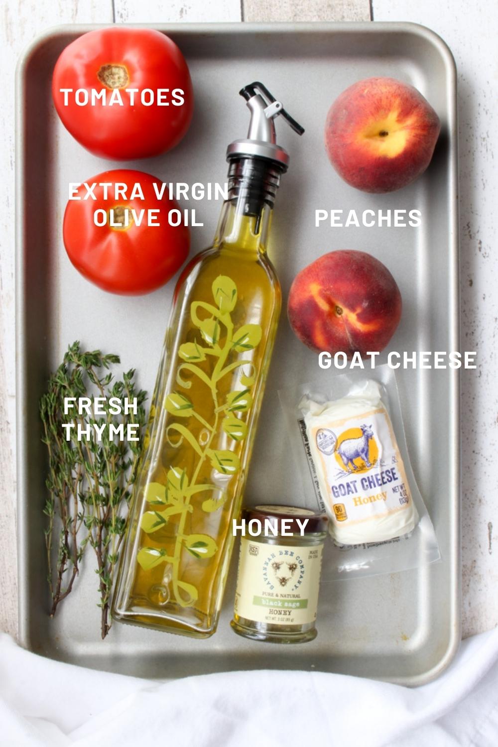 ingredients in peach tomato salad