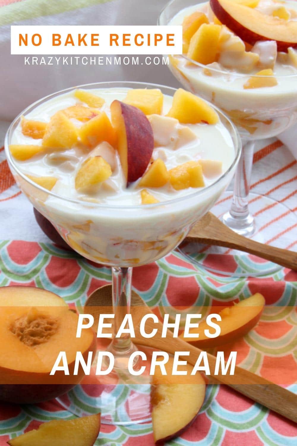 A peach version of the traditional Mexican Fresas Con Crema (Strawberries and Cream). It's creamy and sweet and only uses five ingredients. via @krazykitchenmom