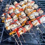 chicken kabobs on a hot grill