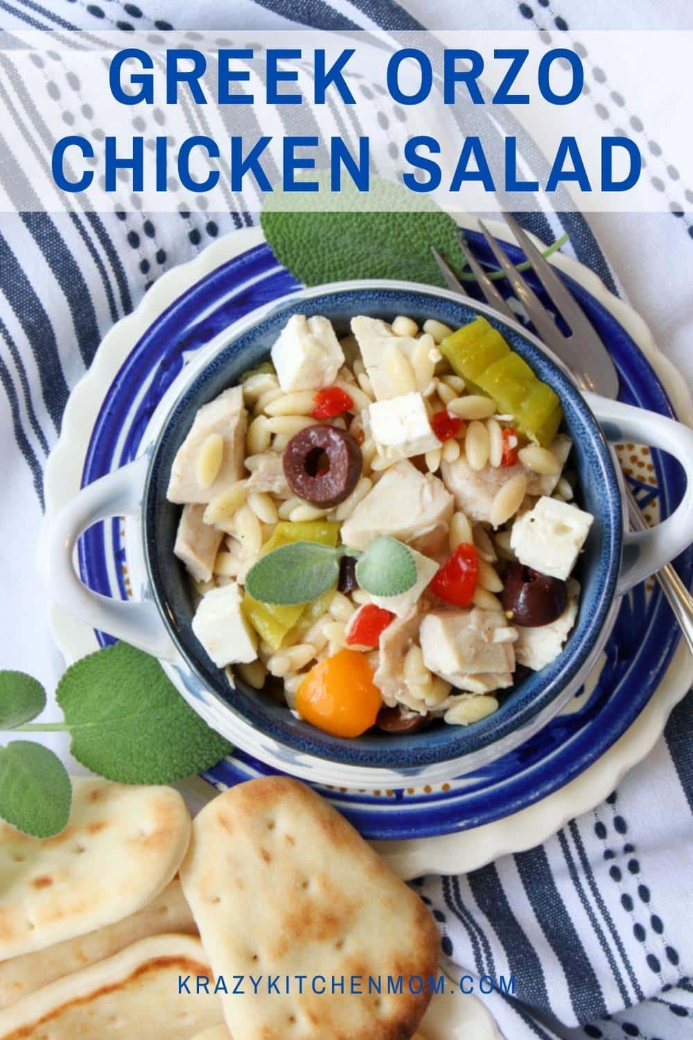 A tasty change to traditional pasta salad. Made with rotisserie chicken, fresh veggies, feta cheese, and spices, tossed in a bright dressing. via @krazykitchenmom