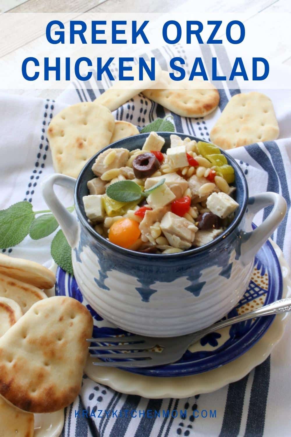 A tasty change to traditional pasta salad. Made with rotisserie chicken, fresh veggies, feta cheese, and spices, tossed in a bright dressing. via @krazykitchenmom