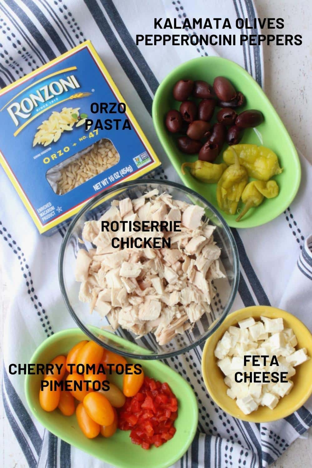 ingredient to make Greek orzo chicken pasta salad