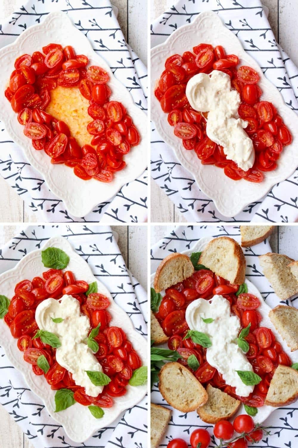 steps to make burrata with tomato confit