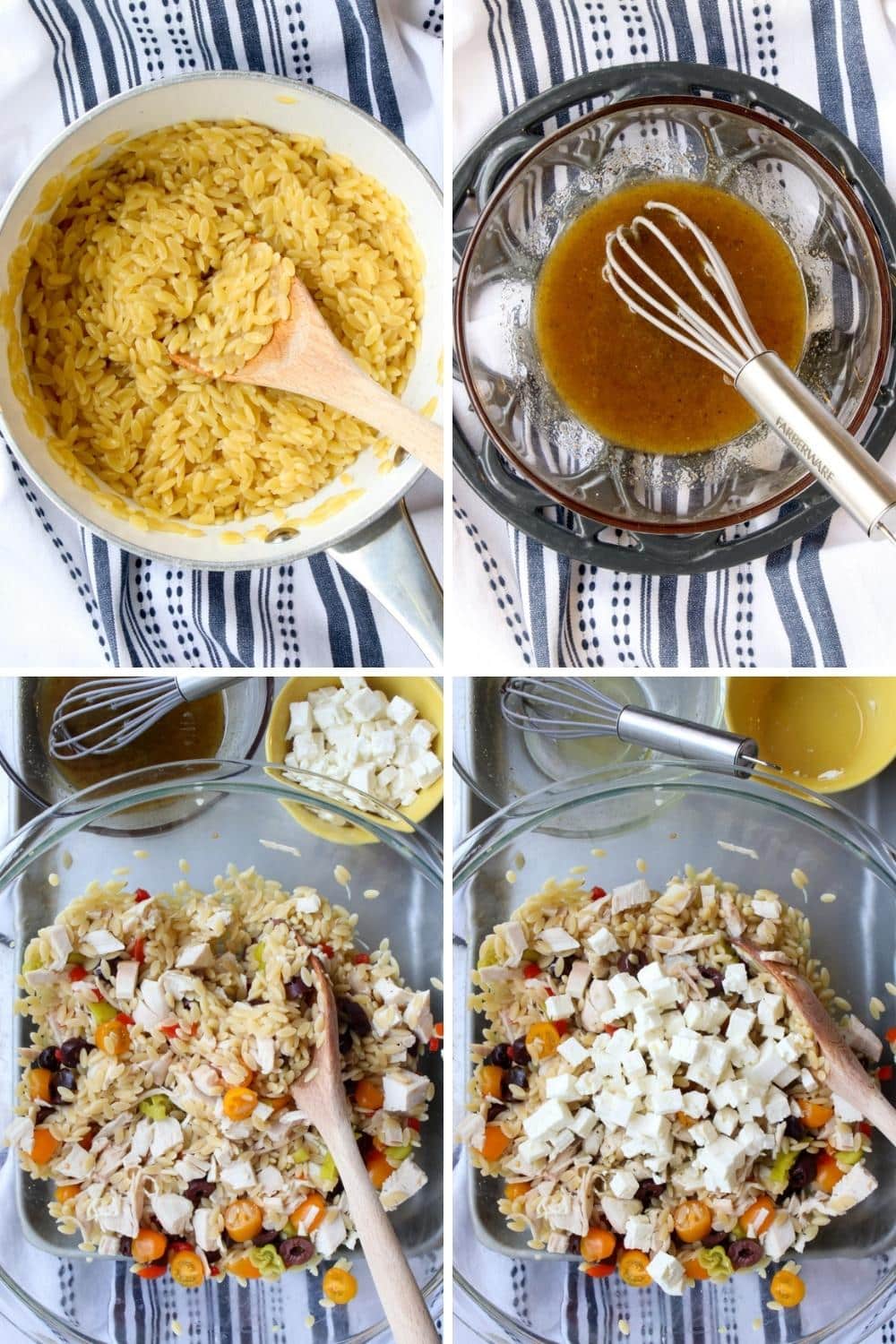 step to make greek orzo chicken salad