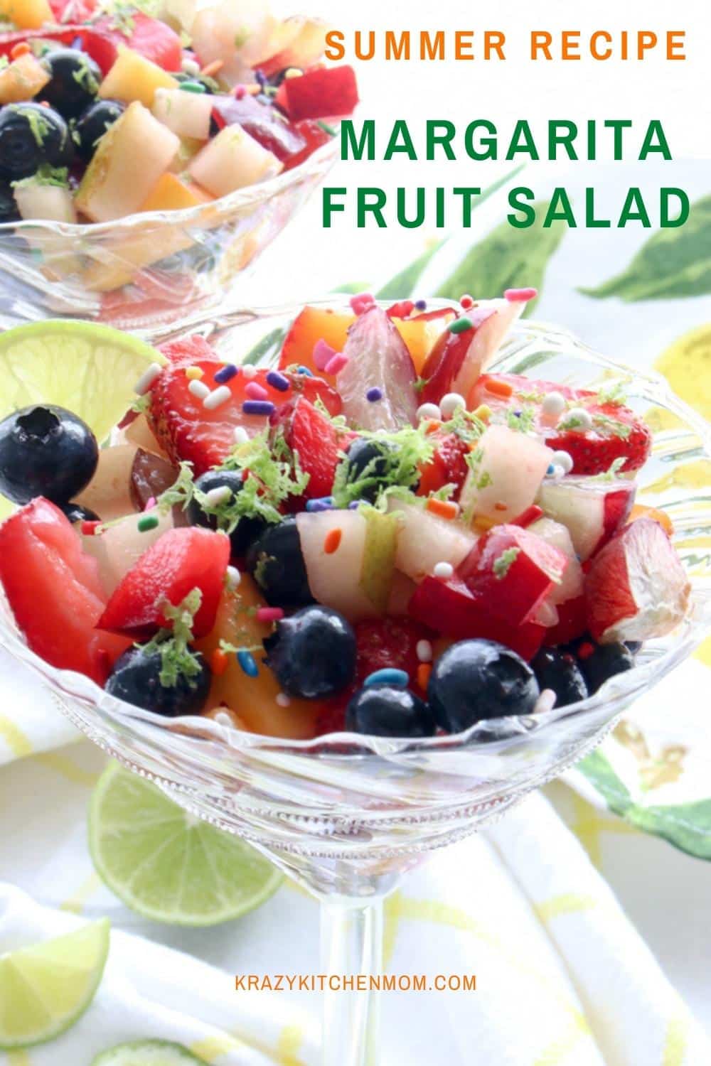 Impress your guests with this elevated adult fruit salad loaded with seasonal fresh fruit and tossed in a light tequila-based dressing. via @krazykitchenmom