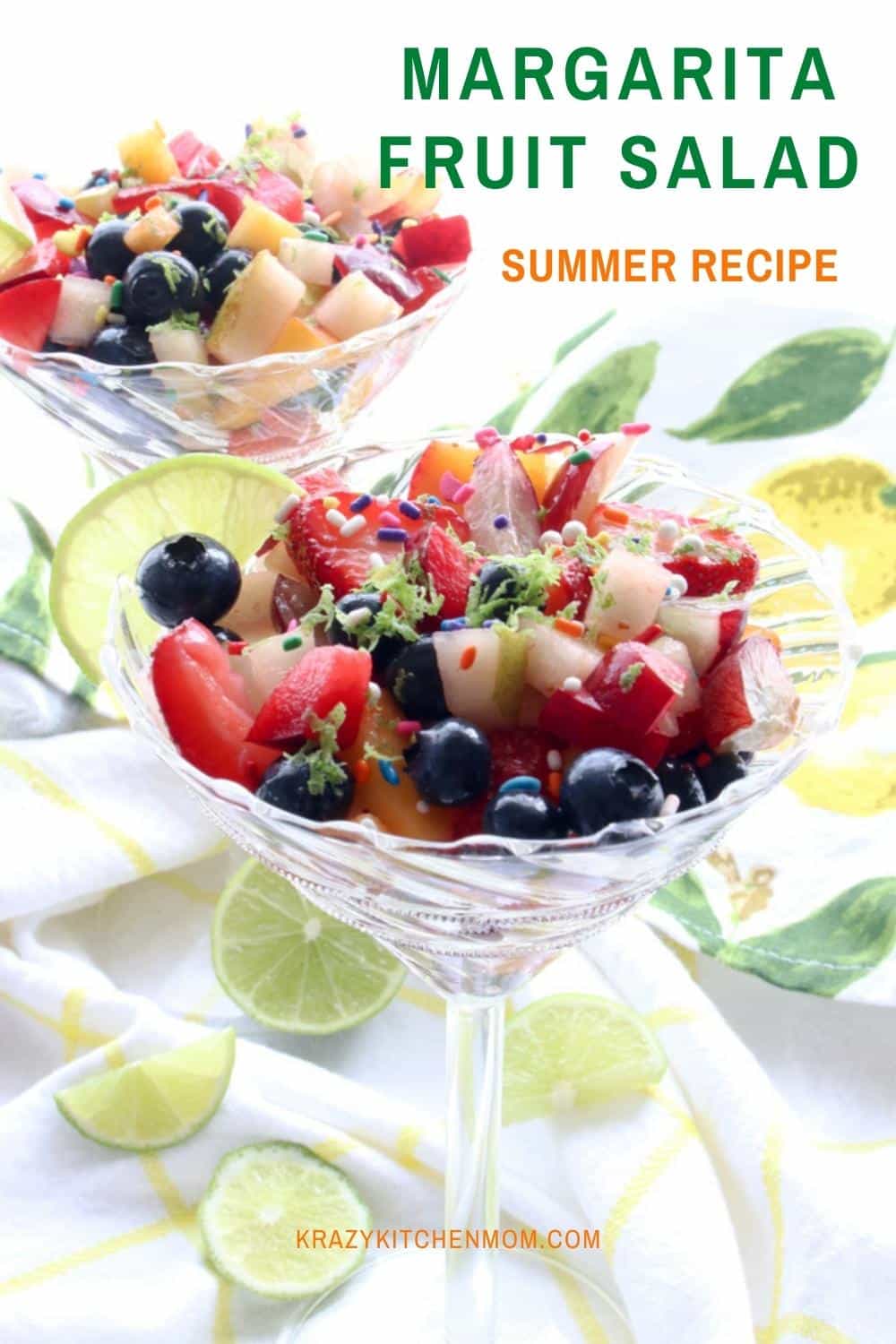 Impress your guests with this elevated adult fruit salad loaded with seasonal fresh fruit and tossed in a light tequila-based dressing. via @krazykitchenmom