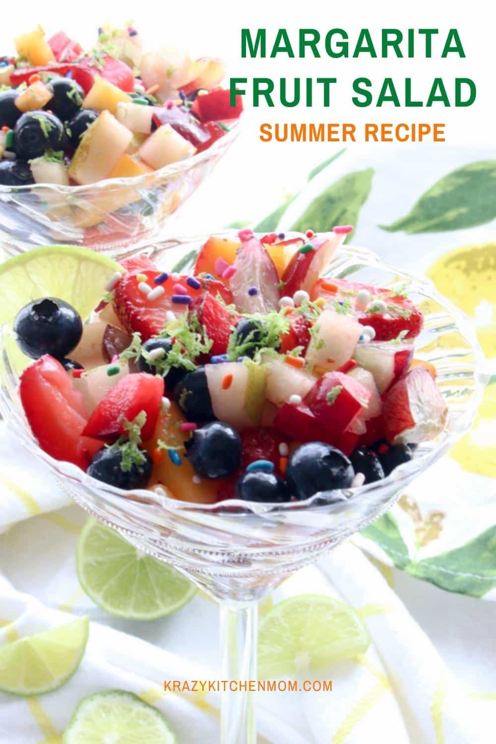 Impress your guests with this elevated adult fruit salad loaded with seasonal fresh fruit and tossed in a light tequila-based dressing. via @krazykitchenmom