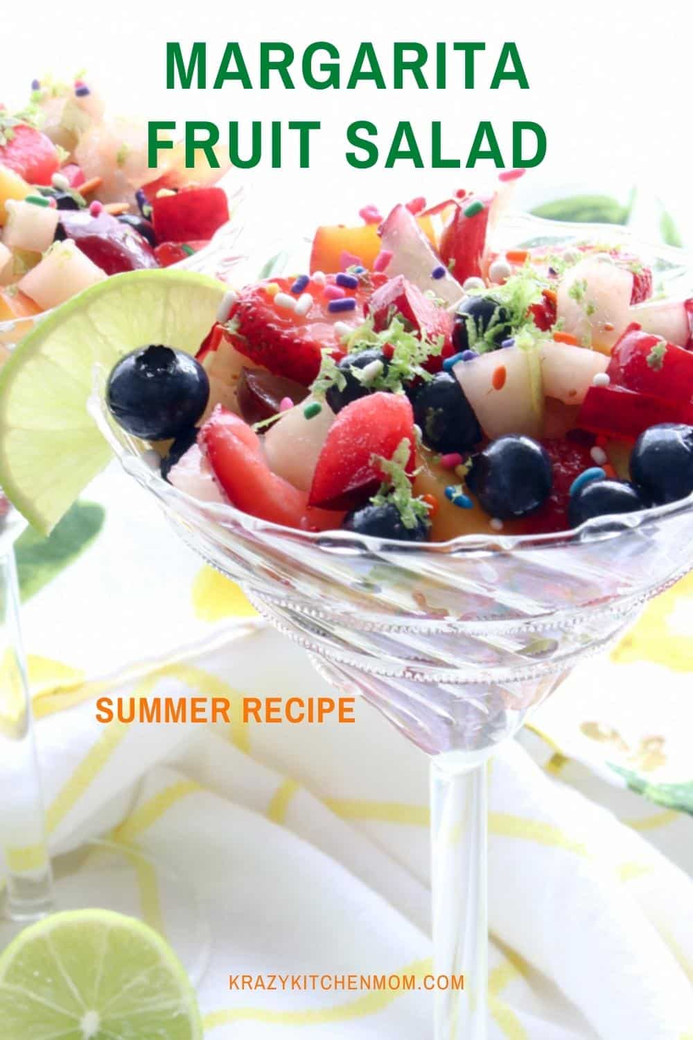 Impress your guests with this elevated adult fruit salad loaded with seasonal fresh fruit and tossed in a light tequila-based dressing. via @krazykitchenmom