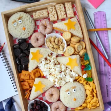 kid snack on a wooden tray