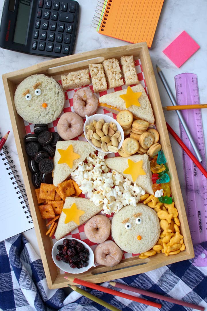 kid snack on a wooden tray