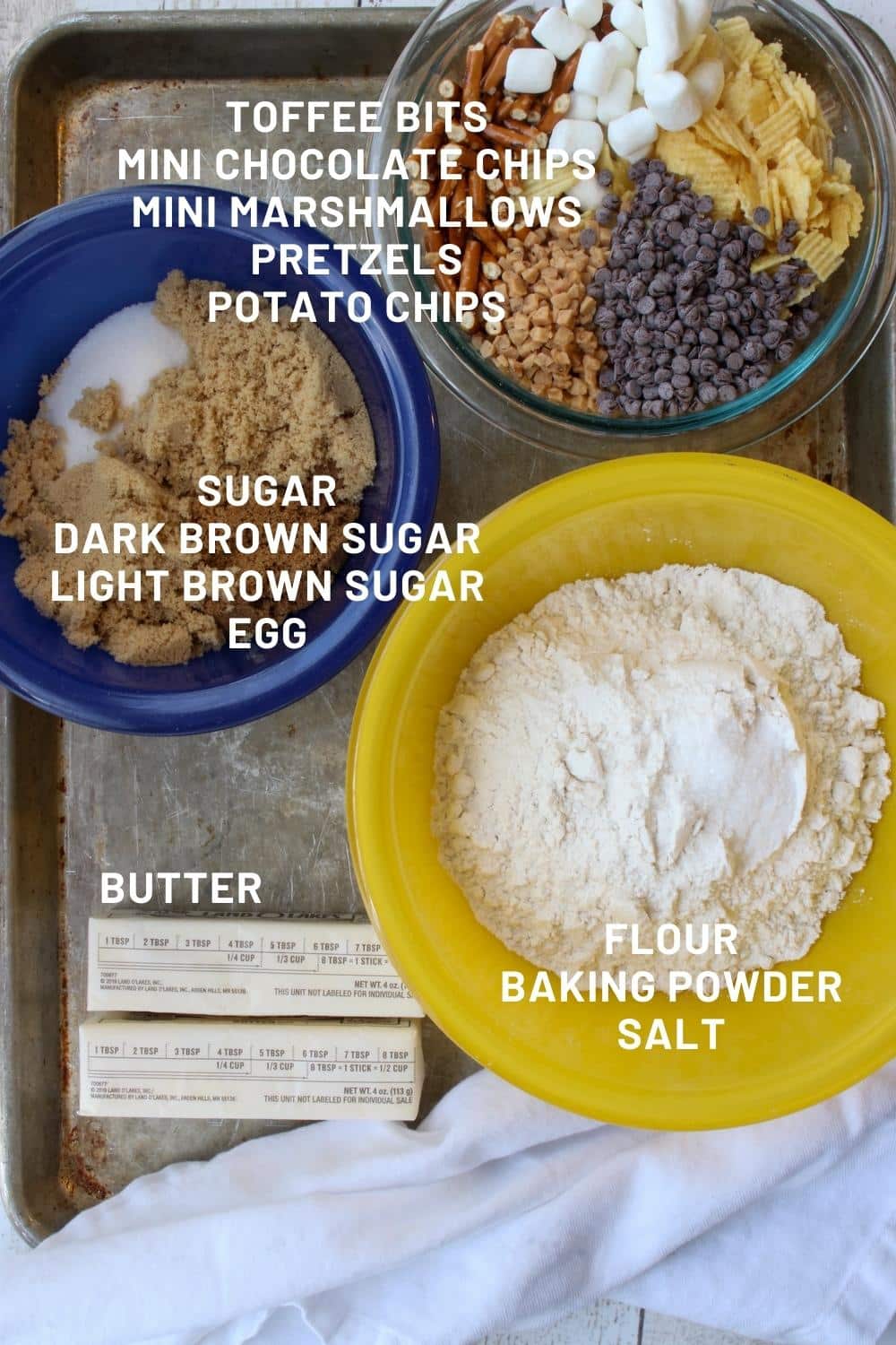 Ingredients to make Kitchen Sink Cookies