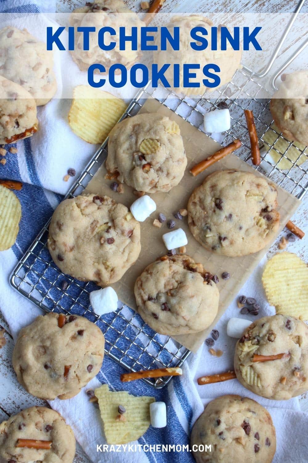 These cookies are sweet, salty, soft, crunchy, and loaded with chocolate and toffee bits.  They are a mix of a cookie and a candy bar. via @krazykitchenmom