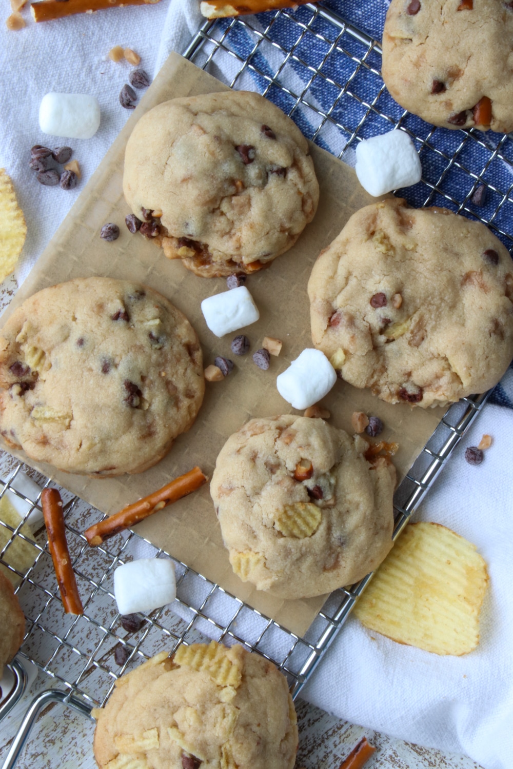 Kitchen Sink Cookies on a rack