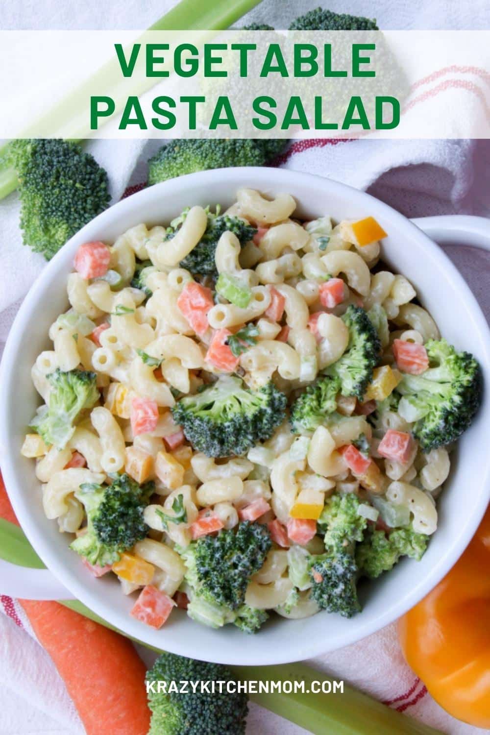 This salad has a fantastic fresh taste with crunchy veggies and a creamy sweet and tangy sauce. It's easy to make, with simple ingredients.  via @krazykitchenmom