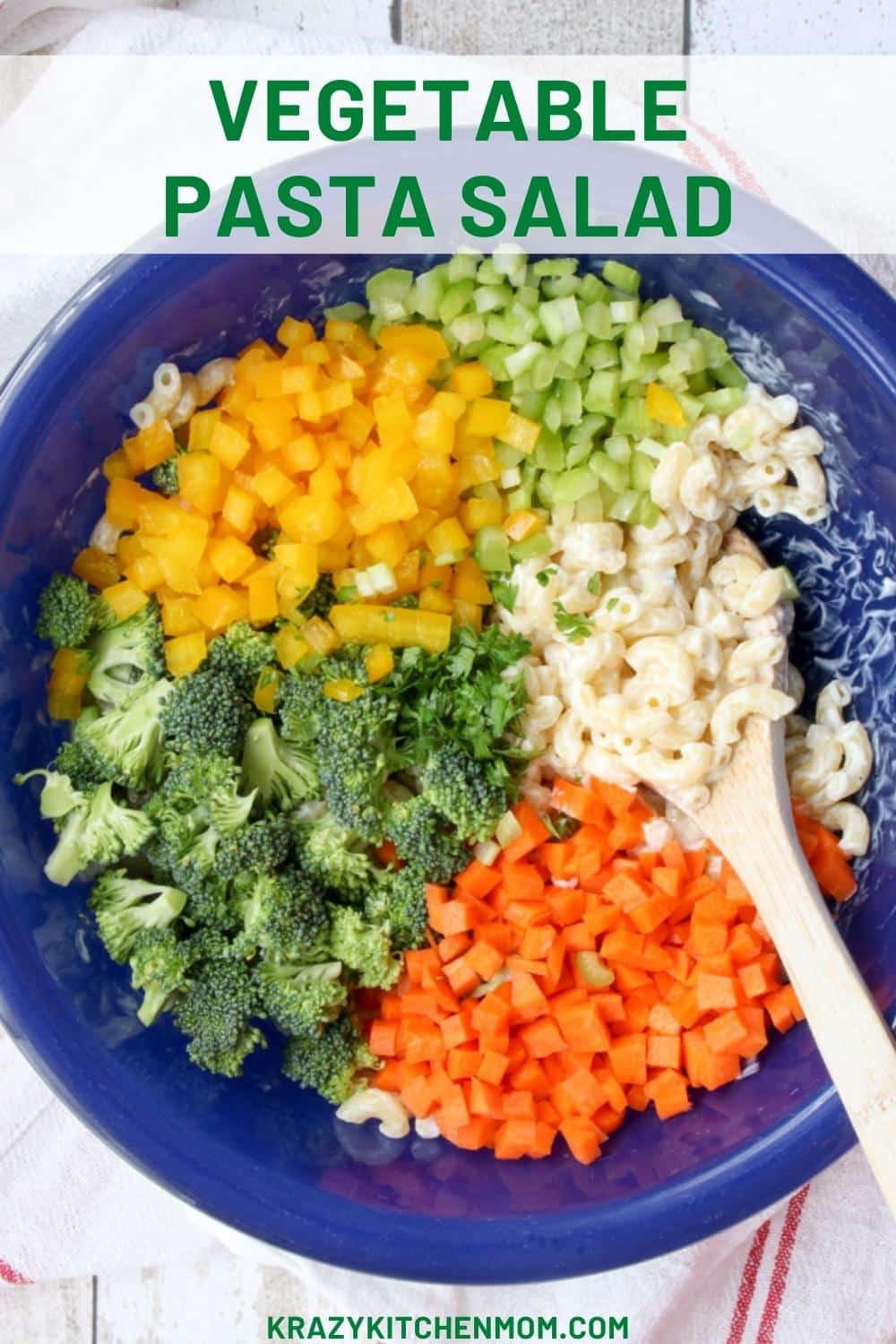 This salad has a fantastic fresh taste with crunchy veggies and a creamy sweet and tangy sauce. It's easy to make, with simple ingredients.  via @krazykitchenmom