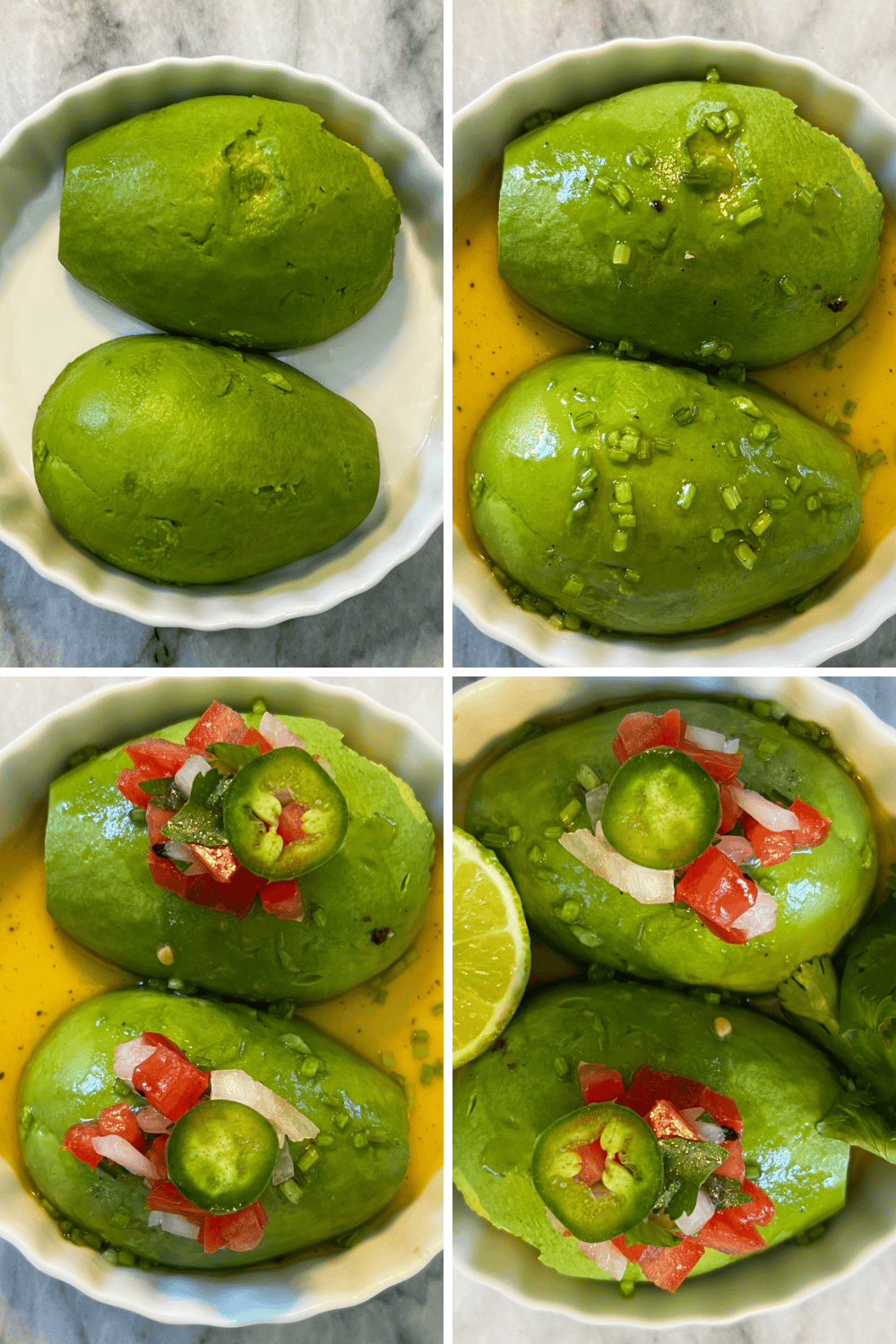 Dress up a whole avocado with this super simple salad recipe made with a whole avocado and a cilantro vinaigrette. via @krazykitchenmom