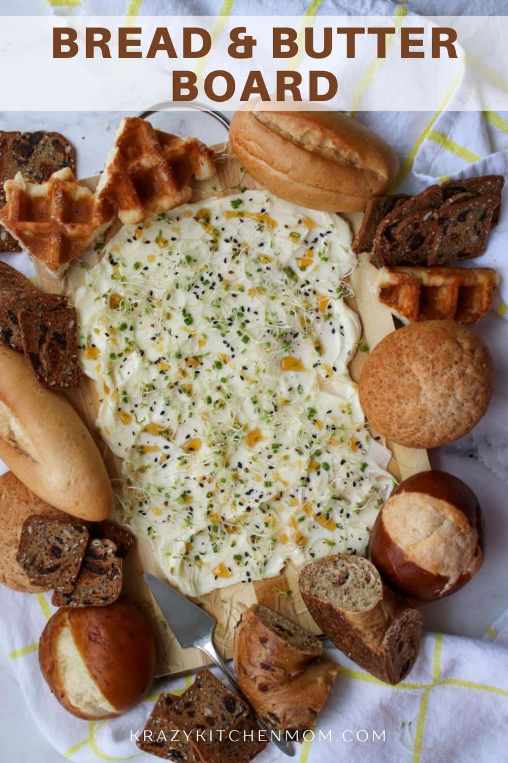 It's the holiday season and time to start planning. Instead of serving rolls and butter, make this fun Bread and Butter Board. via @krazykitchenmom