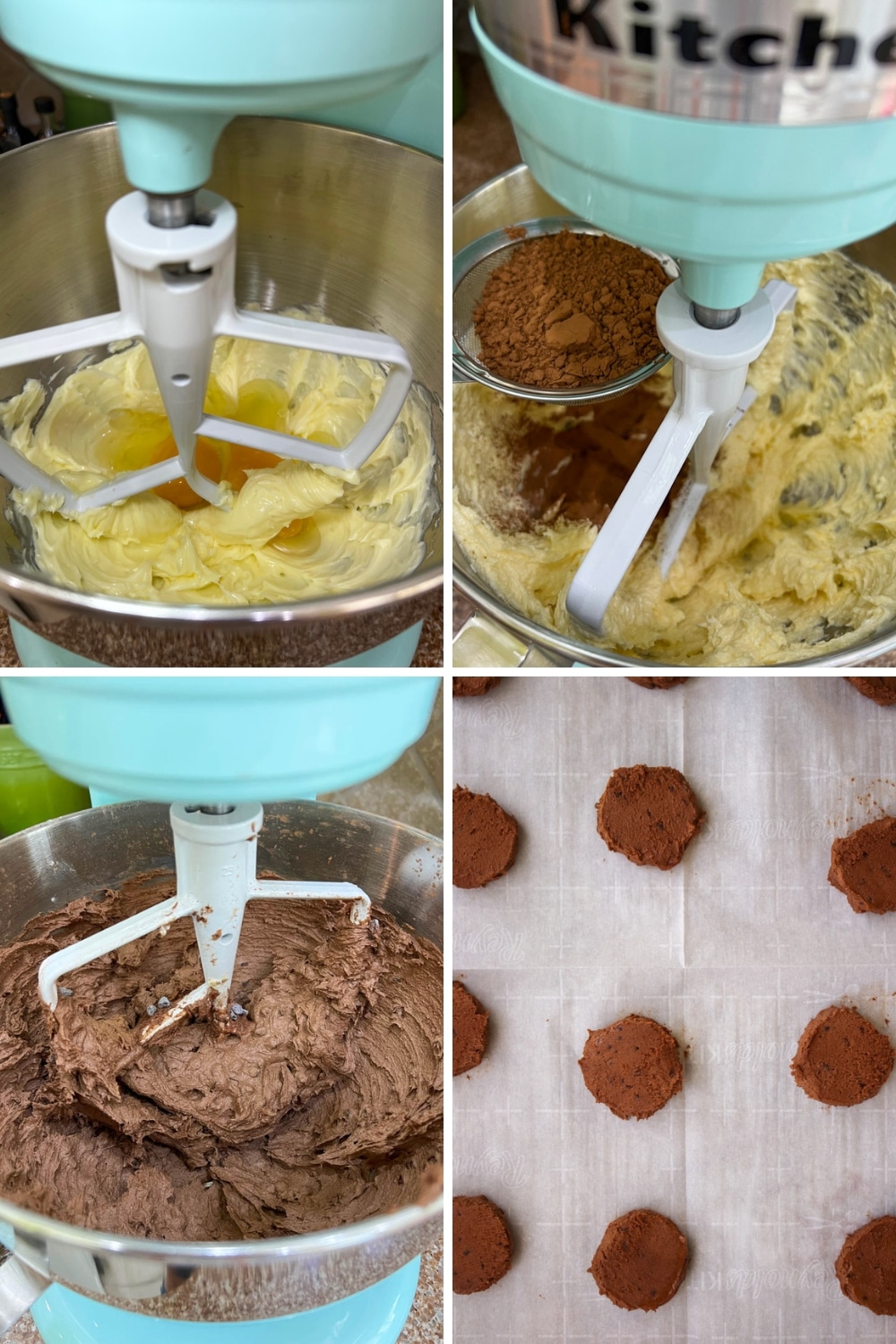 four photos showing how to make cookies