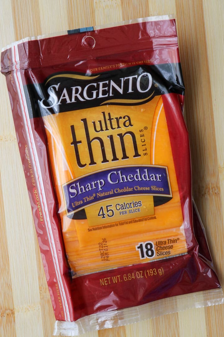 package of ultra think cheddar cheese slices