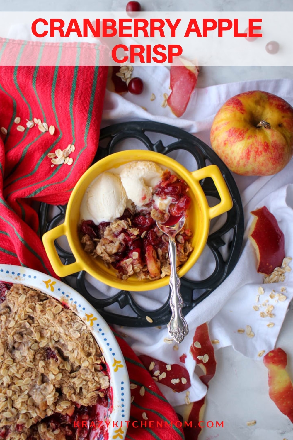 Fall and winter are my favorite seasons to make fruit crisps. For this recipe, I used fresh cranberries, apples, and warm seasonal spices. via @krazykitchenmom