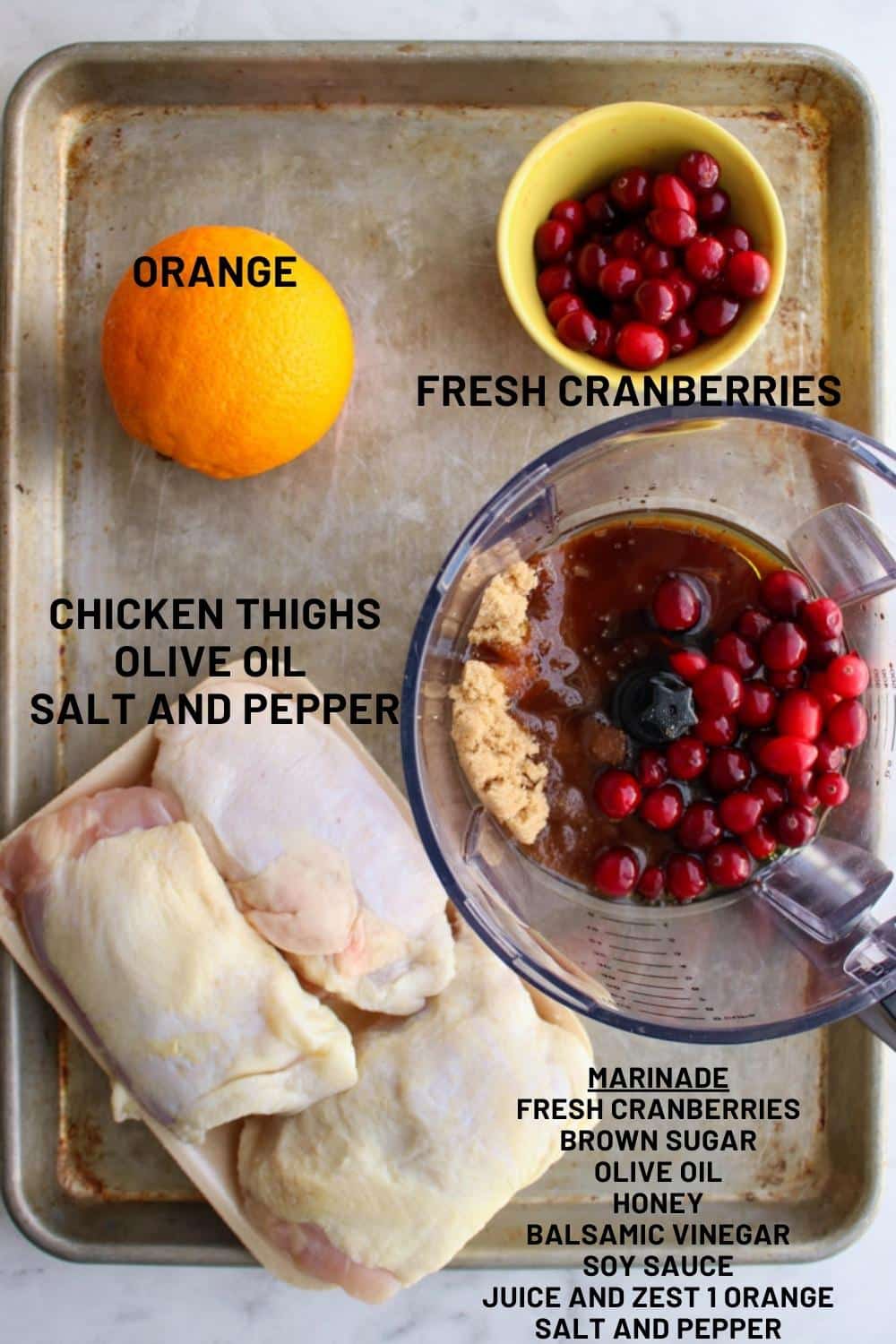 ingredients to make cranberry orange baked chicken