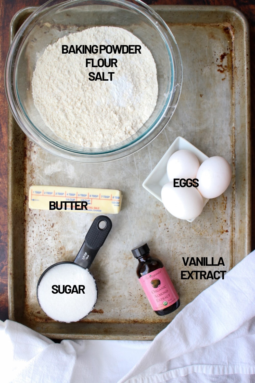 Italian Wedding Cookie ingredients on a baking pan