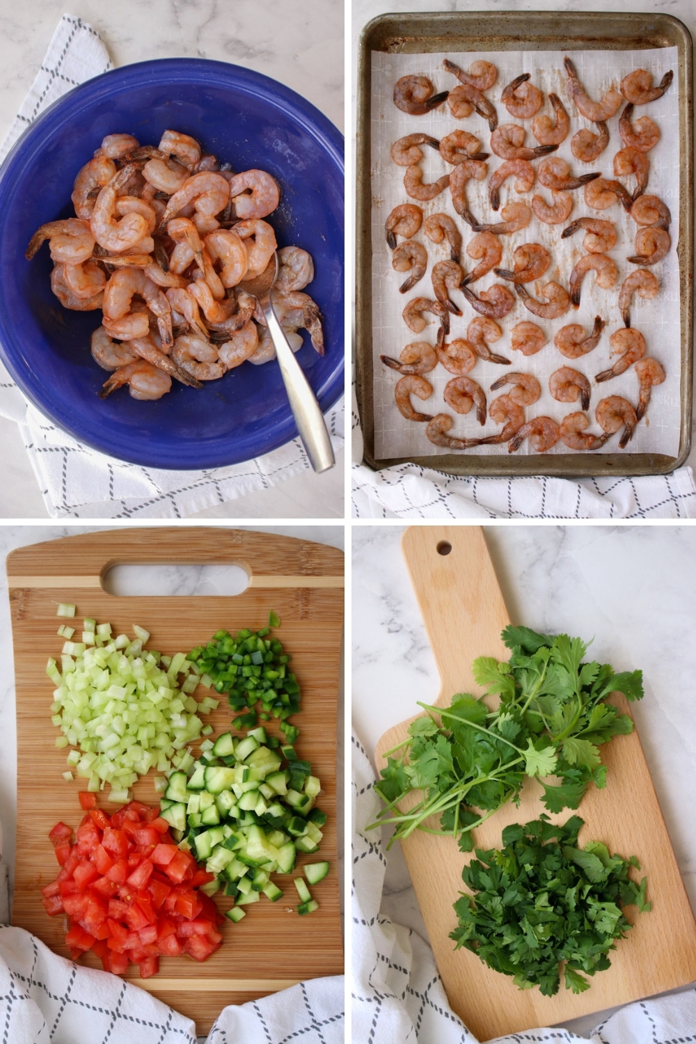 four photos showing how to make Mexican Shrimp Cocktail