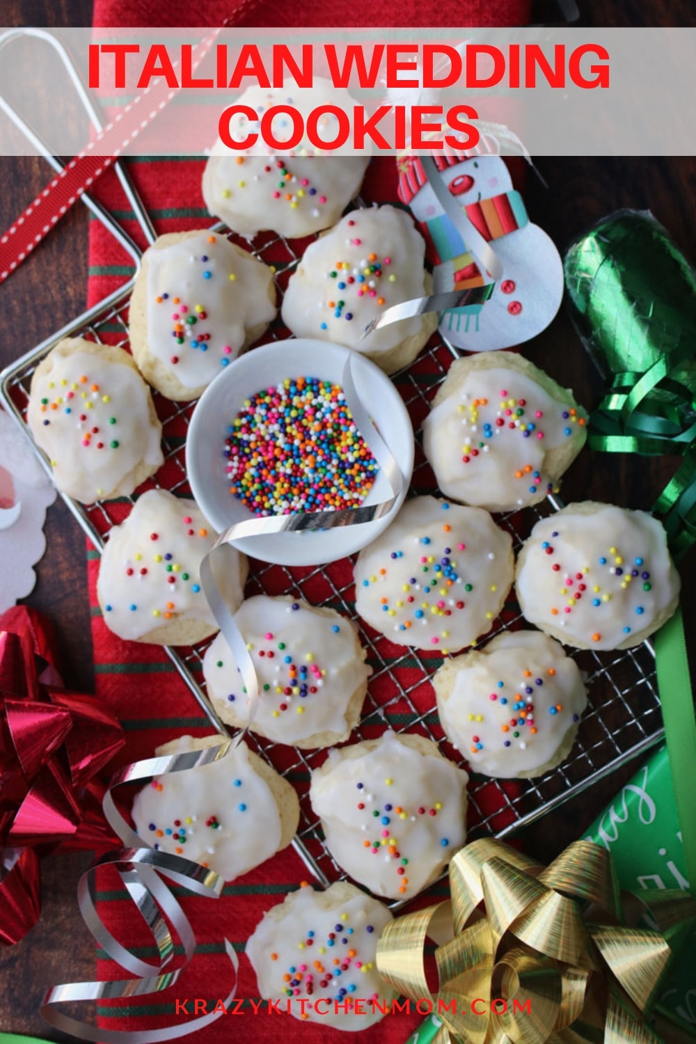 These cookies are soft and pillowy with an almond flavor. They are dipped in a creamy almond glaze and topped with fun and colorful sprinkles. via @krazykitchenmom