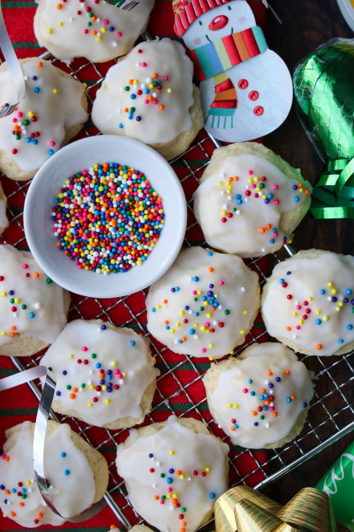 Italian Wedding Cookies and a bowl of sprinkles