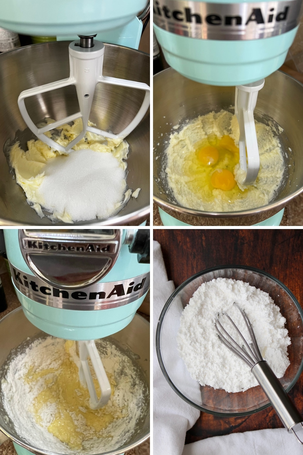 four photos showing how to make Italian wedding cookies