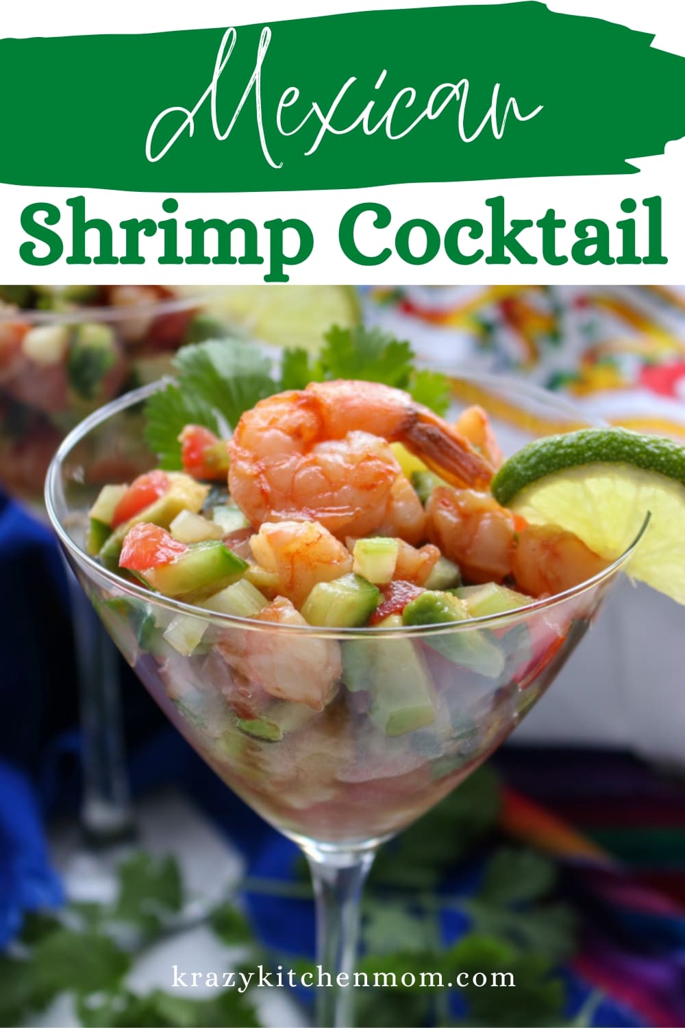 Mexican Style Shrimp Cocktail is a tangy appetizer full of fresh veggies topped off with a store-bought bloody mary mix. via @krazykitchenmom