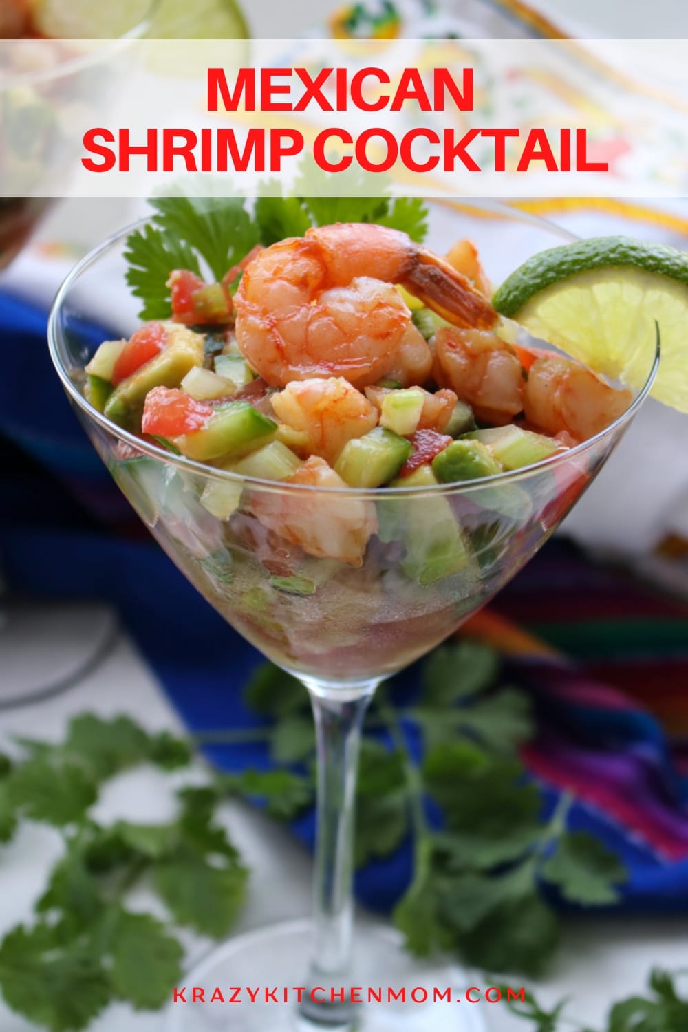 Mexican Style Shrimp Cocktail is a tangy appetizer full of fresh veggies topped off with a store-bought bloody mary mix. via @krazykitchenmom