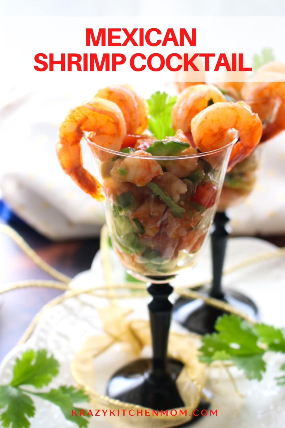 Mexican Style Shrimp Cocktail is a tangy appetizer full of fresh veggies topped off with a store-bought bloody mary mix. via @krazykitchenmom